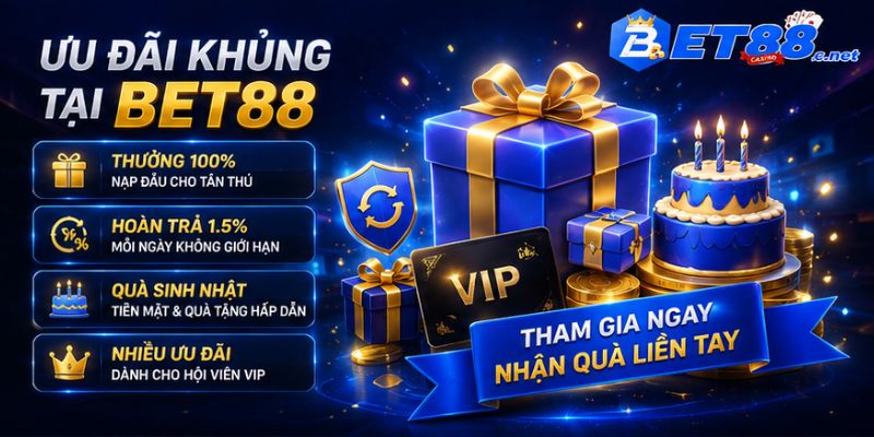 Ưu đãi khủng tại BET88