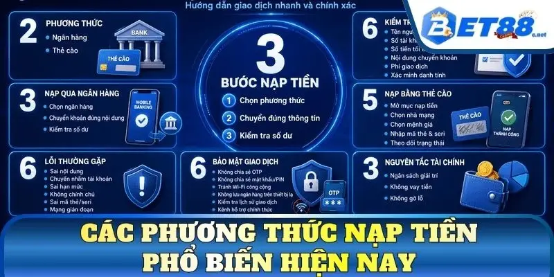 Các phương thức nạp tiền phổ biến hiện nay